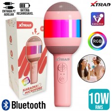 Microfone Caixa de Som Bluetooth 10W RGB XDG-301 Xtrad - Rosa